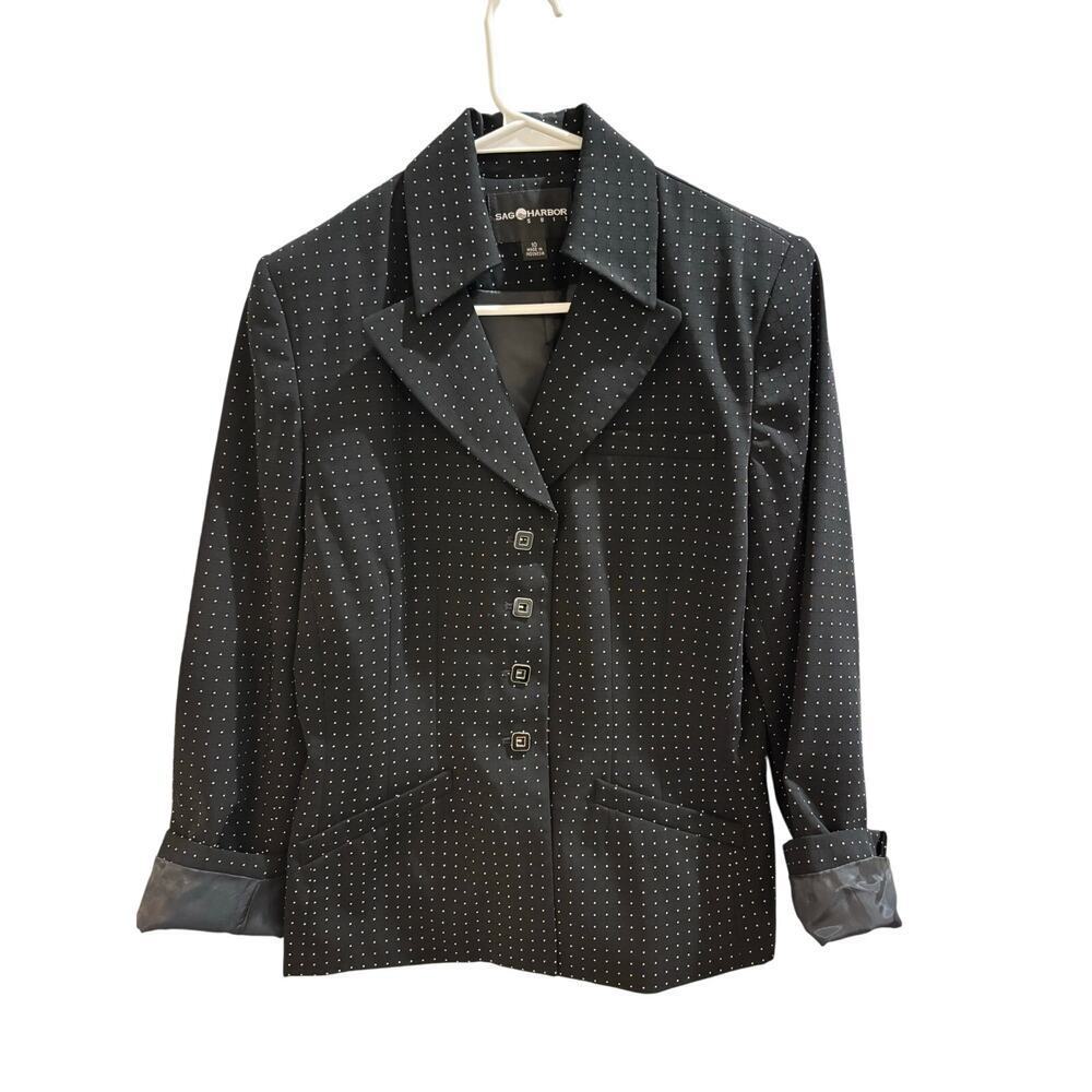 VINTAGE BLACK SAG HARBOR BLAZER - SIZE 10 Y2K JACKET WORKWEAR CASUAL